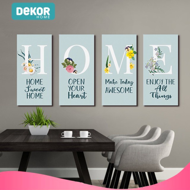 Lukisan dinding Ruang tamu Hiasan Dinding Minimalis Dekorasi dinding Ruang Tamu HOME (isi 4 pcs)