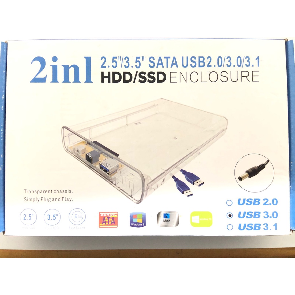 Ssd hdd harddisk enclosure nyk 2.5&quot; 3.5&quot; sata III usb 3.0 6Gbps transparent et-h3531 - Casing hard disk drive external 2.5 3.5 inch usb3.0 transparan