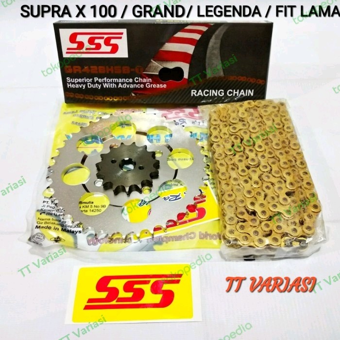 Gear Set SSS 428 Supra X 100 - Grand - Legenda - Fit Lama Rantai SSS Type HSBT