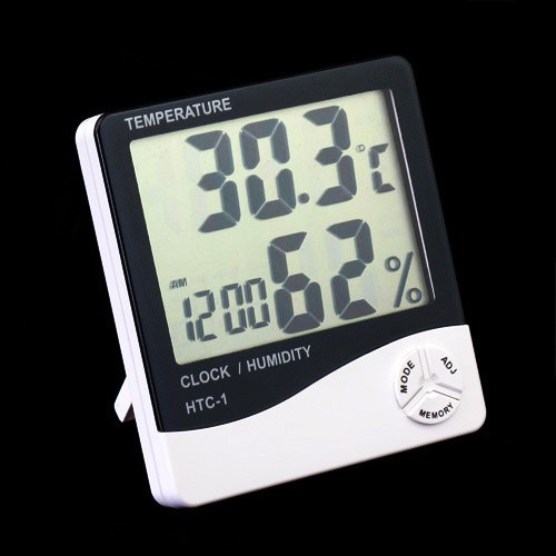 HTC-1 Digital Hygrometer &amp; Temperature Meter LCD + Clock