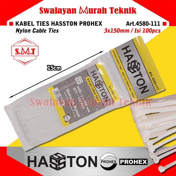 

HASSTON 4580-111/4580-115 Kabel Ties 3x150mm Pengikat Nylon Cable Tie