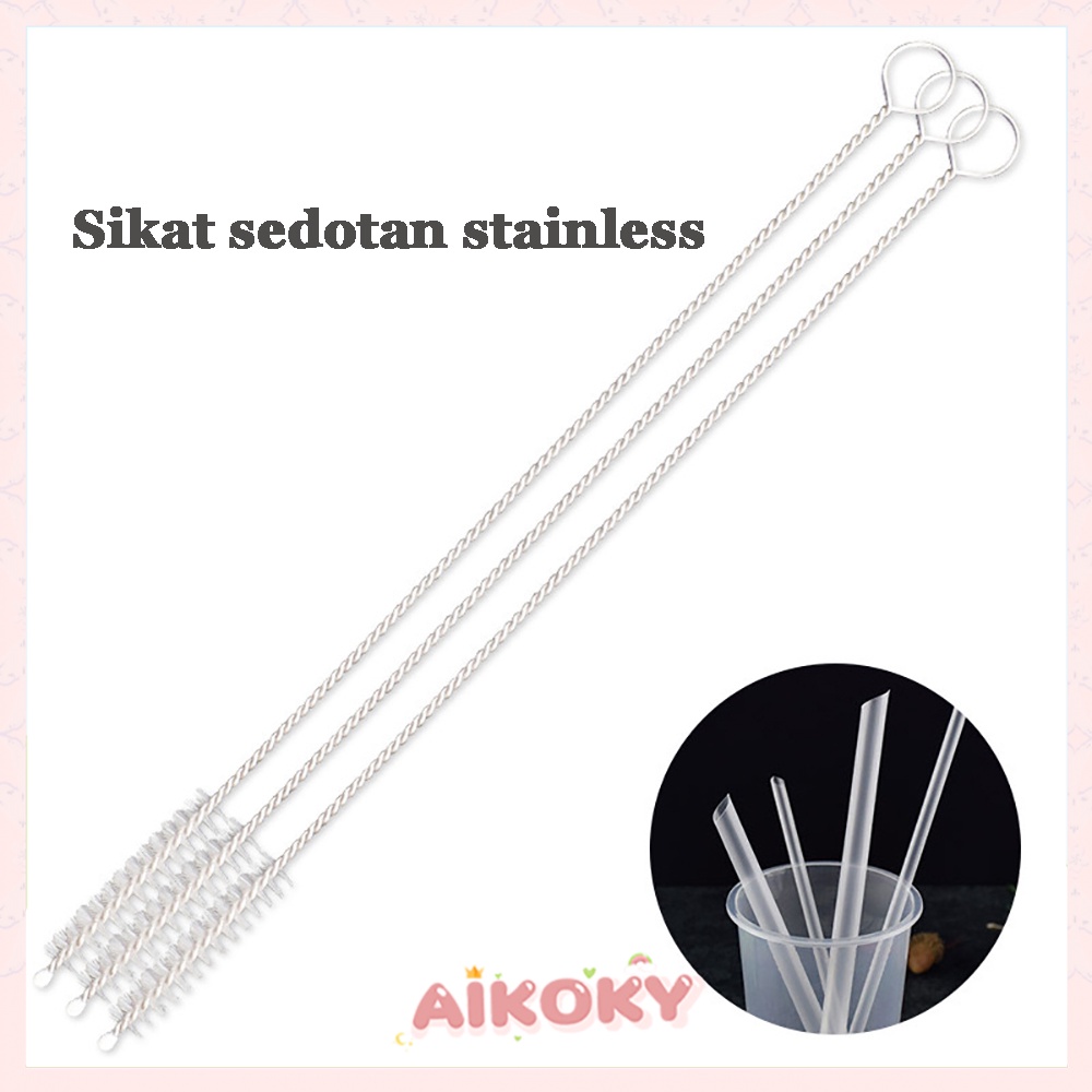 AIKOKY Sikat sedotan stainless/Pembersih Dot Bayi