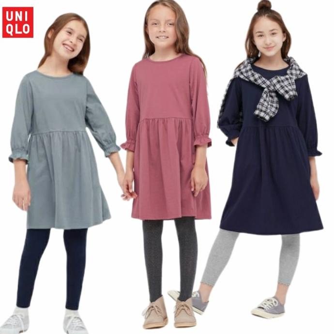 Dress Uniqlo Anak Perempuan Original Usia 2-15tahun Bahan cotton halus