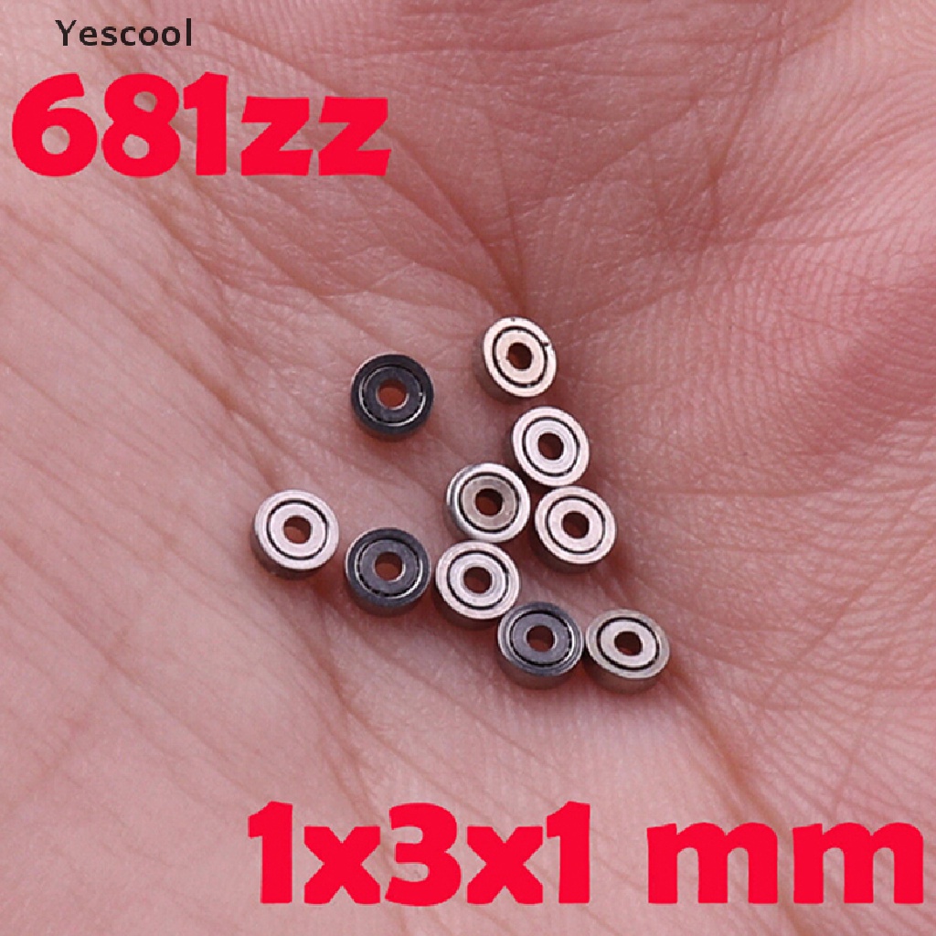 Yescool 10pcs 681ZZ Miniatur Bola Bearing Mini Bahan Metal Ukuran 1x3 X 1mm