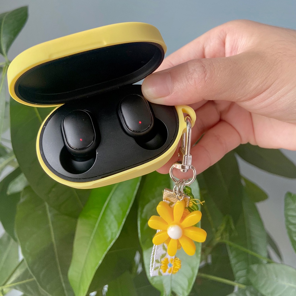 Case Pelindung Earphone Motif Bunga Daisy Gaya Korea Dengan Lanyard Untuk Xiaomi Redmi AirDots