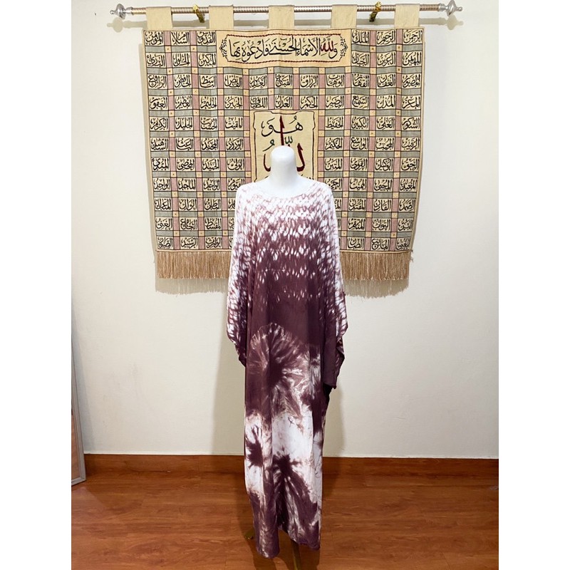 Dress Dian Pelangi Kaftan Tie Dye Abstrak Katun