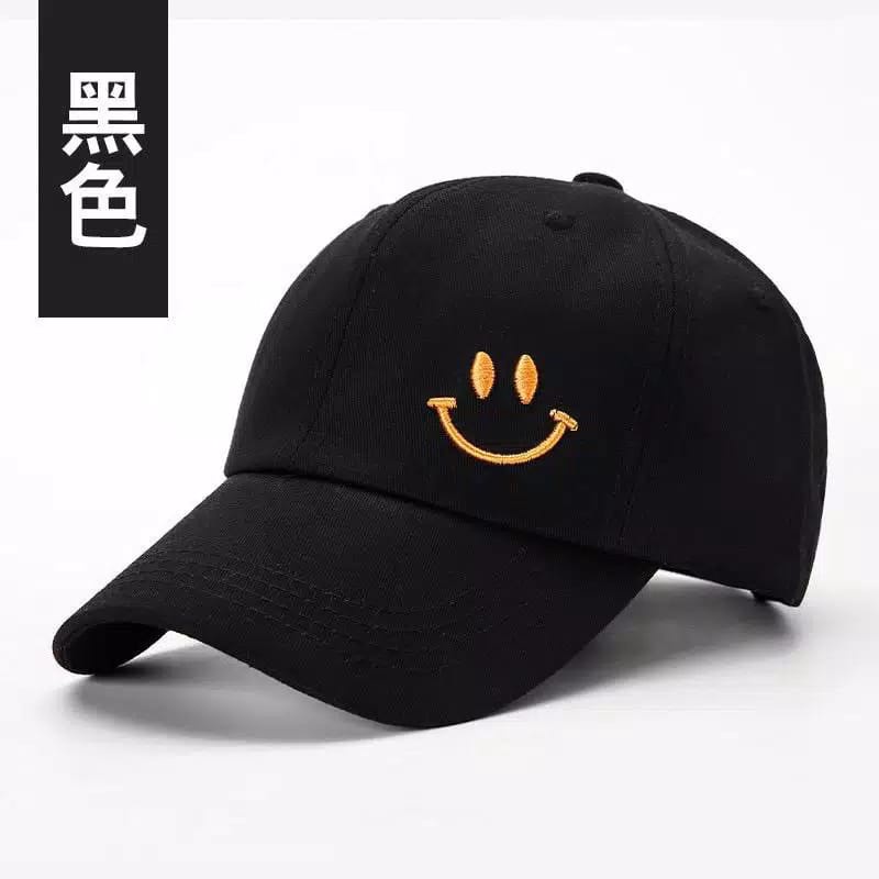 [COD] Korean Style - Topi Distro Baseball Bordir Smile/ Topi Pria Wanita Murah