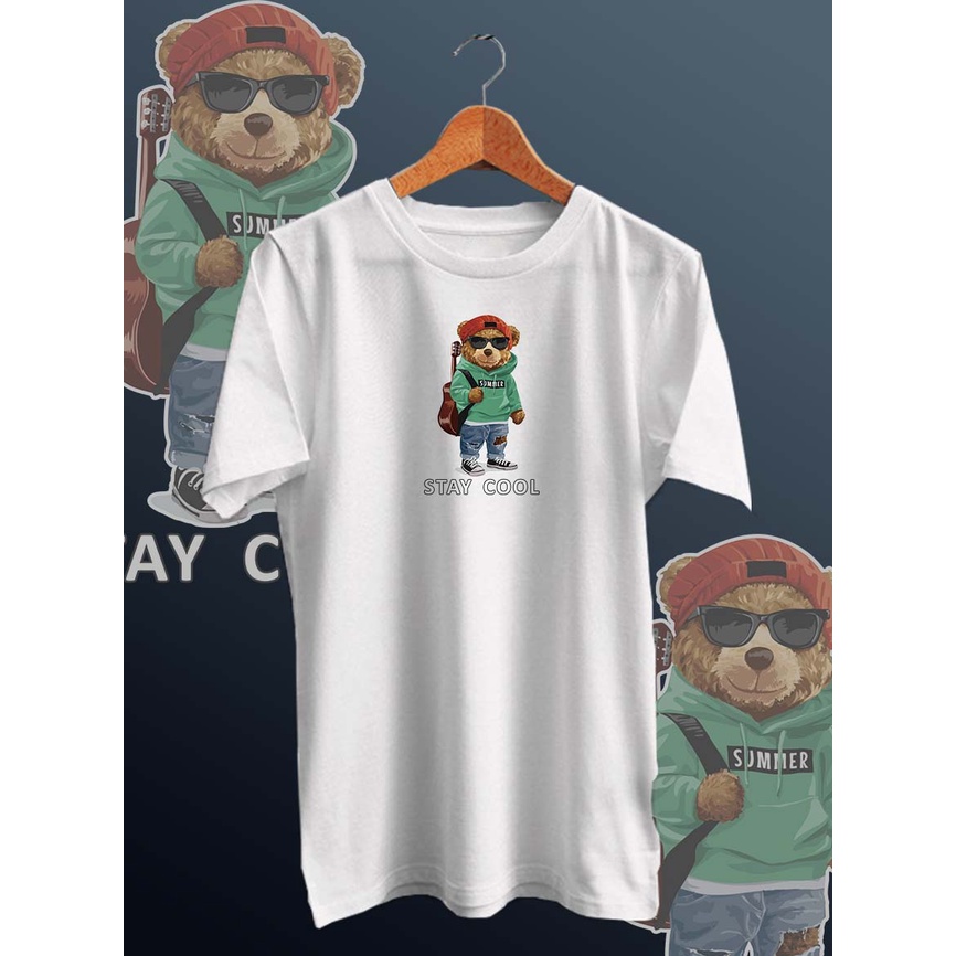 BAJU KAOS DISTRO BEAR COOL/ BAJU DISTRO KEKINIAN /KAOS PRIA/KAOS DISTRO/KAOS MURAH PRIA/UNISEX/COTTON COMBED 30s