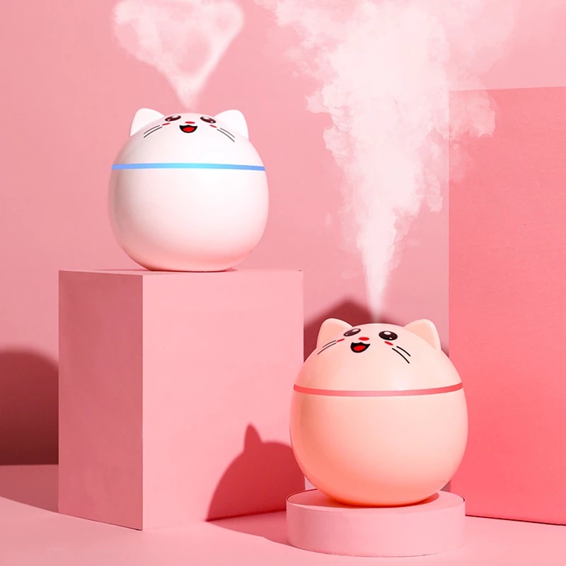 Humidifier / Purifier / Diffuser Minyak Esensial / Aroma Anion / Kabut Mini Elektrik 300ml Dengan 2 Mode + Lampu Malam Led