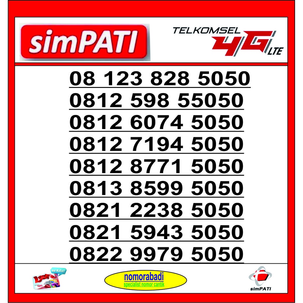 nomorcantik kartu perdana simpati 4G 5050 h150