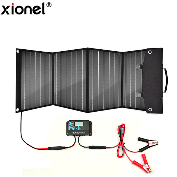 GROSIR TERMURAH Xionel Portable Solar Panel 80 Wp Solar Charger + Controller 18V 4.4A Ready Stock
