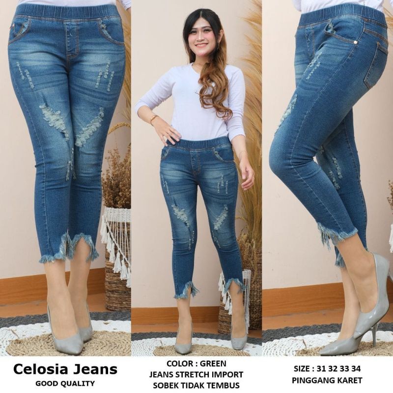 CELOSIA JEGGING JEANS MURAH SOBEK TIDAK TEMBUS