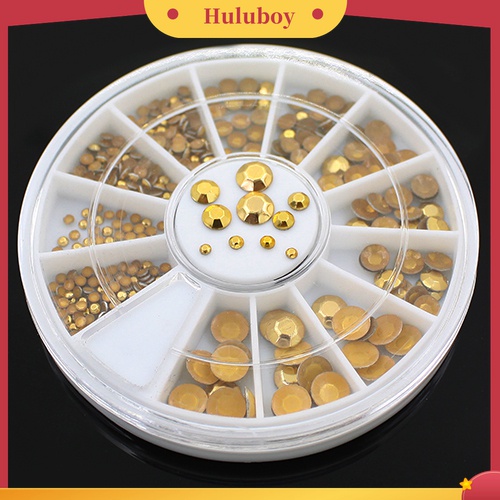 Huluboy Huluboy♡ Tempat Penyimpanan Bentuk Roda Isi Manik-Manik Kuku 3D Bahan Akrilik Warna Emas