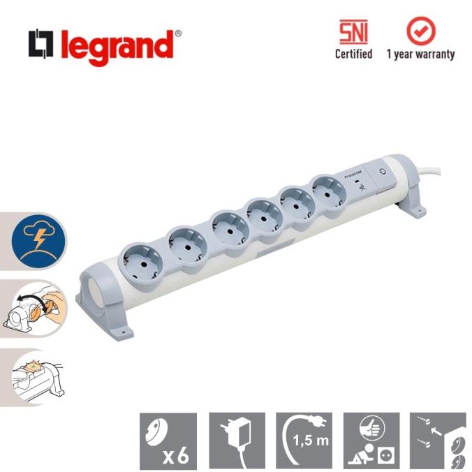 Legrand Stop Kontak Anti Petir (Surge Protect) 6 Socket - Kabel 1,5 M