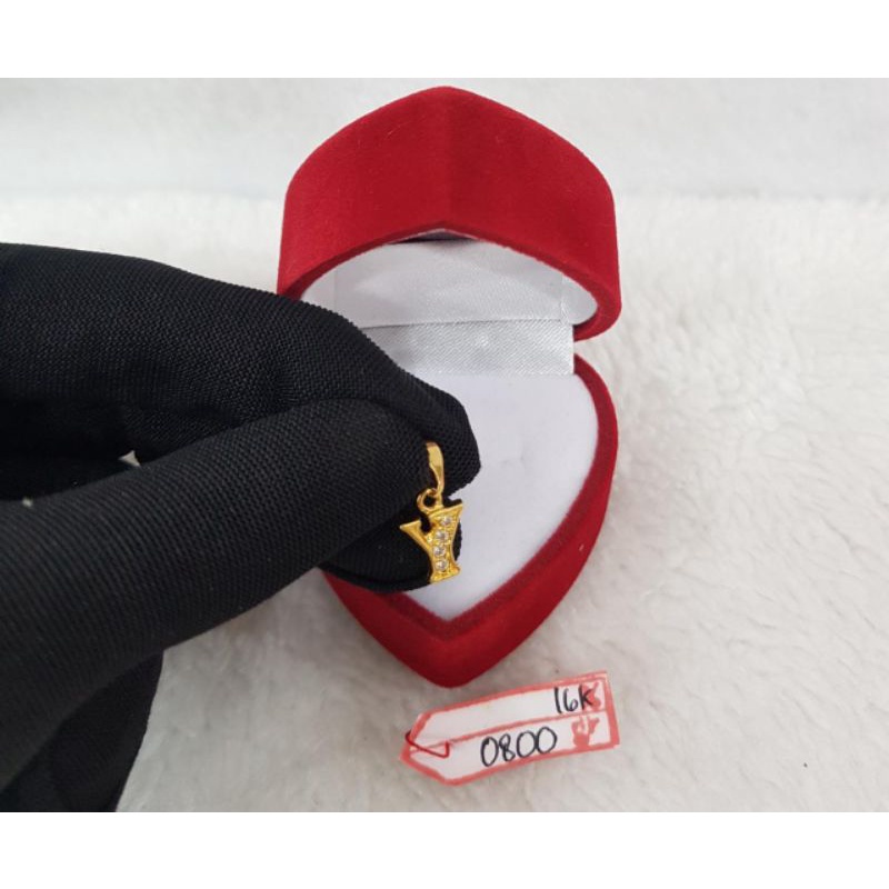 Lt1516E371E liontin abjad inisial nama huruf Y permata putih gold collection emas kuning asli berat 