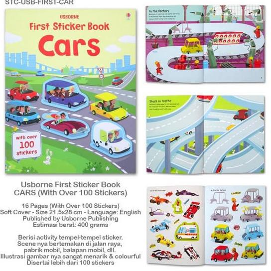 

Usborne Cars First Sticker Book - Activity - Buku Stiker Edukasi Anak Thebest