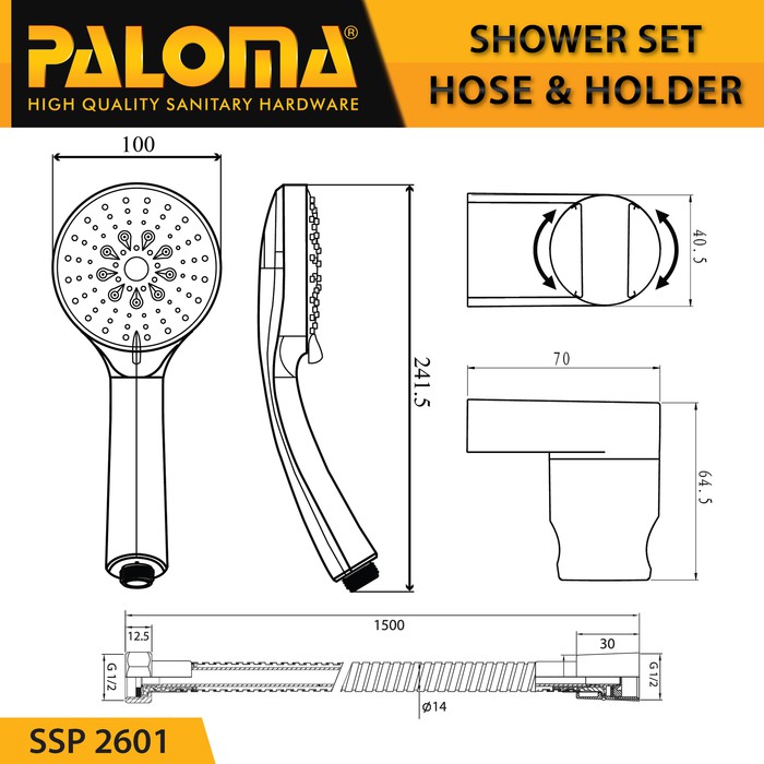 Shower Set PALOMA SSP 2601 Handshower Head Pancuran Mandi Hand Sower