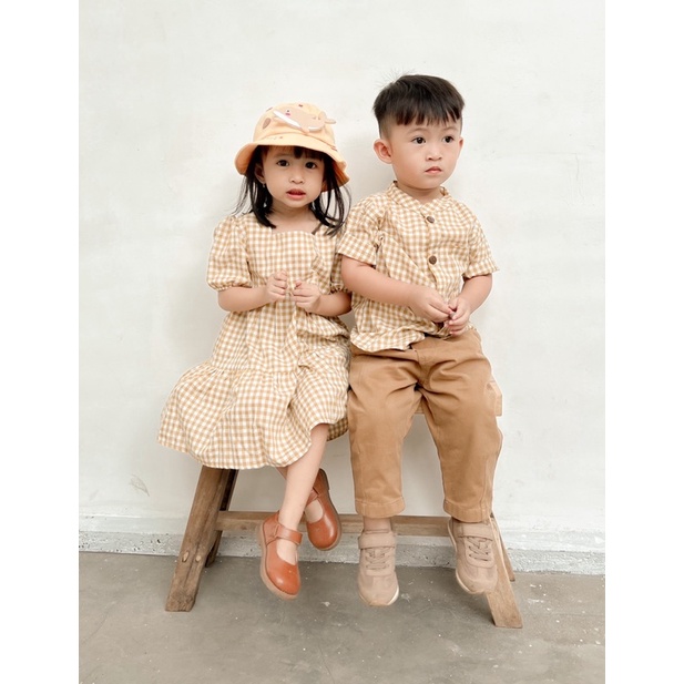 Yobebee Dress Kotak Anak Perempuan Usia 1 2 3 4 5 Tahun Baju Bayi Korea Gaun Babydoll Daster Kids Motif Plaid Warna Pastel Katun Lembut Model Baju Casual Harian Main Santai Anak Cewek