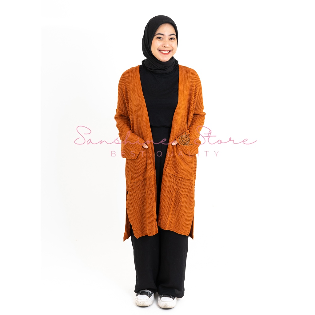 RAI Cardigan Rajut Oversize Panjang Long Knit Jumbo Big Size Long Oversize Size Fit To XXL