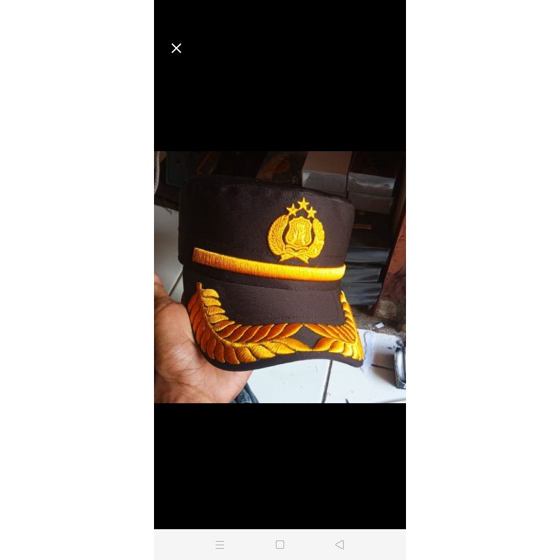 topi komando pamen POLRI bordir timbul kwalitas premium bahan twuis