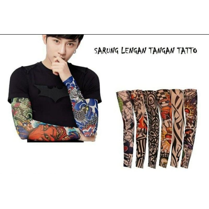 Sepasang Sarung Lengan Manset Motif Tatto