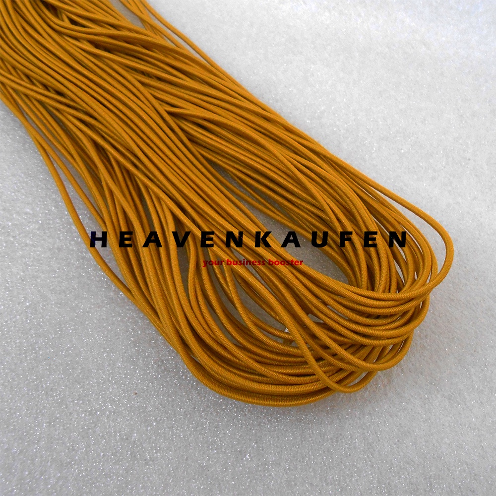 Tali ELastis Elastic Bulat Kecil Diameter 1,5 mm Warna Mustard Meteran