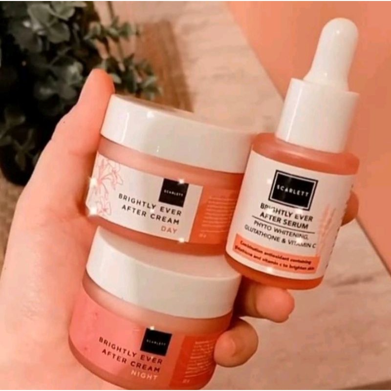 Paket skincare Scarlett Whitening Brightly Ever After Day Cream & Serum/ Acne Day Cream & Serum