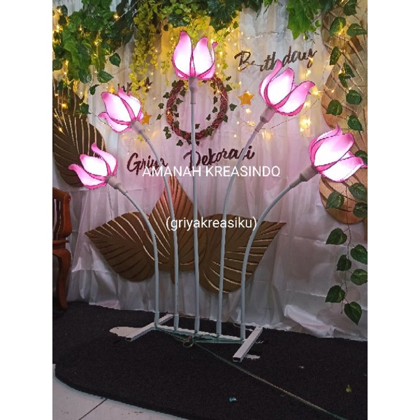 DEKORASI WEDDING LAMPU BUNGA MAWAR