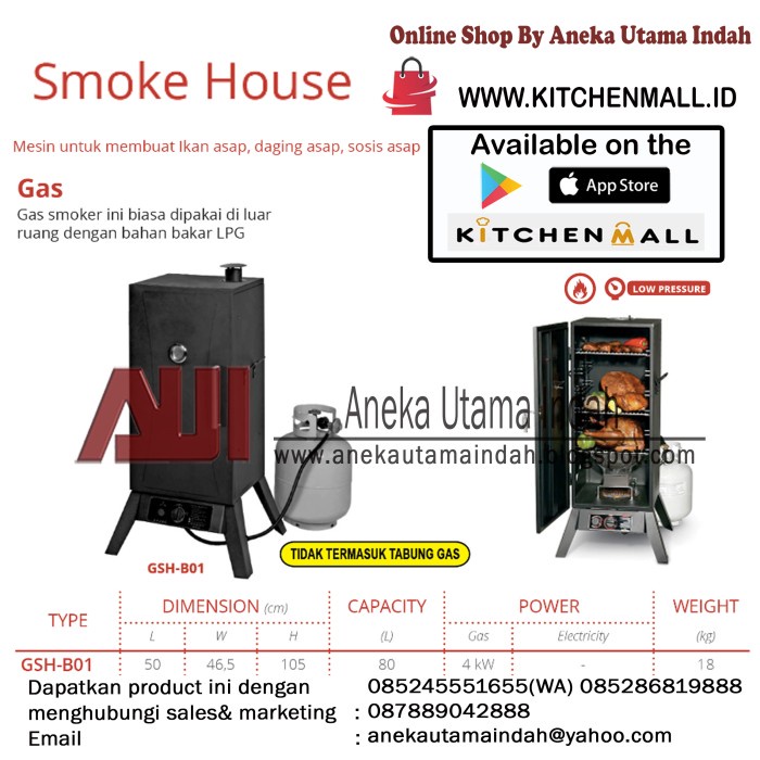 Daging Asap - Getra Gsh-B01 Gas Smoke / Mesin Pembuat Ikan, Daging, Sosis Asap/