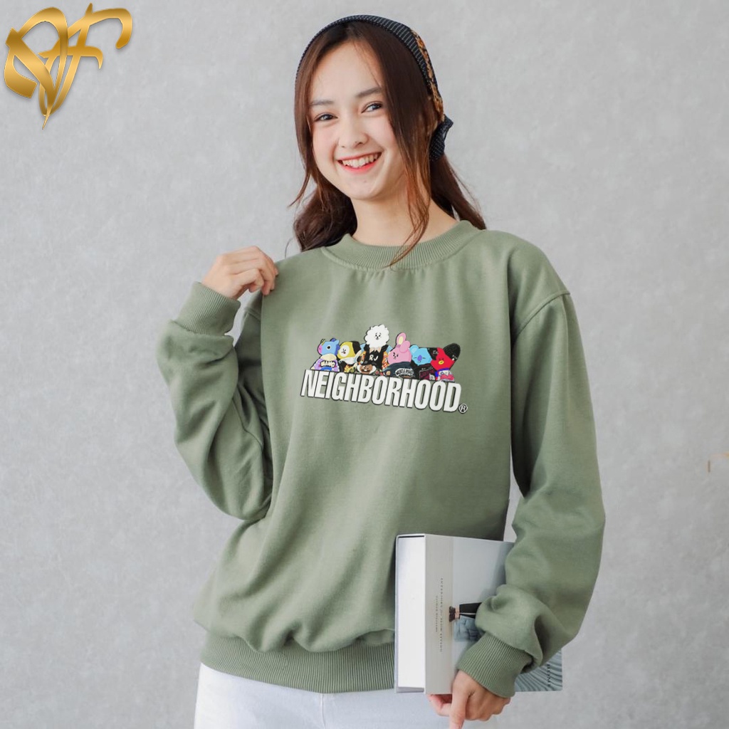 Sweater Neighborhood X BTS BT21 Pria &amp; Wanita | Sweater Korea Style Fleece Cotton | Dhea Fashion