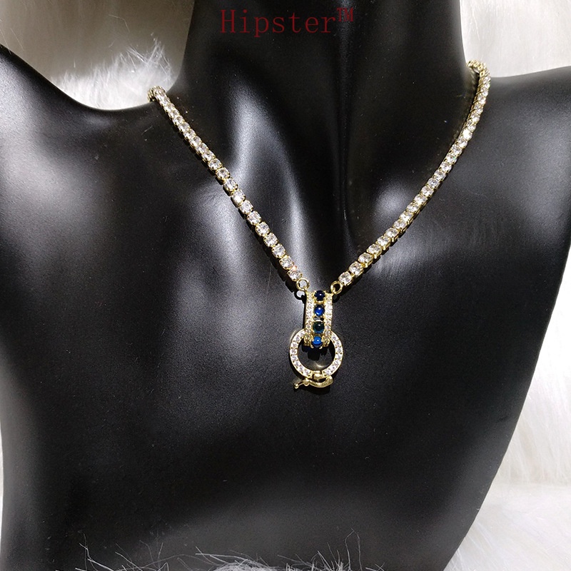 Classic Hot Sale Fashion Ring Full Diamond Sapphire Gold Pendant Necklace