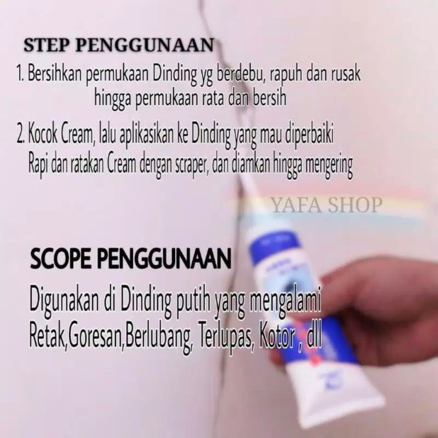 BELLA - CREAM DEMPUL PASTA PENAMBAL PELAPIS DINDING ANTI AIR / WALL REPAIR WATERPROOF