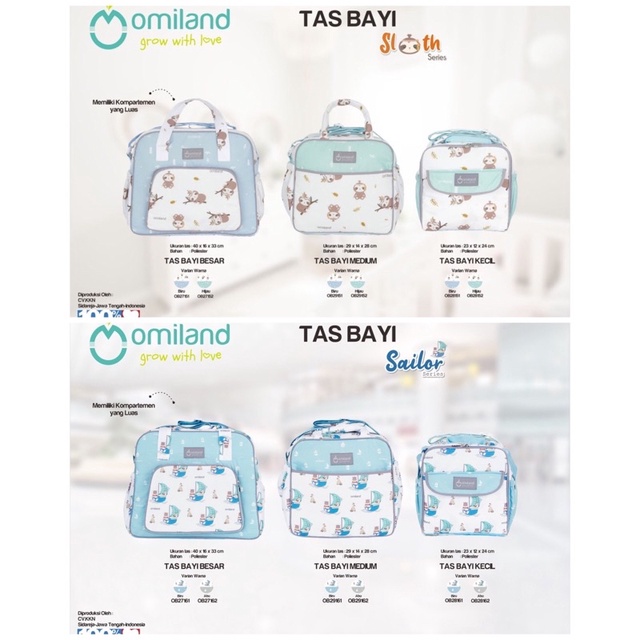 Tas Bayi Omiland Diaper Bag Seri SLOTH &amp; SERI SAILOR