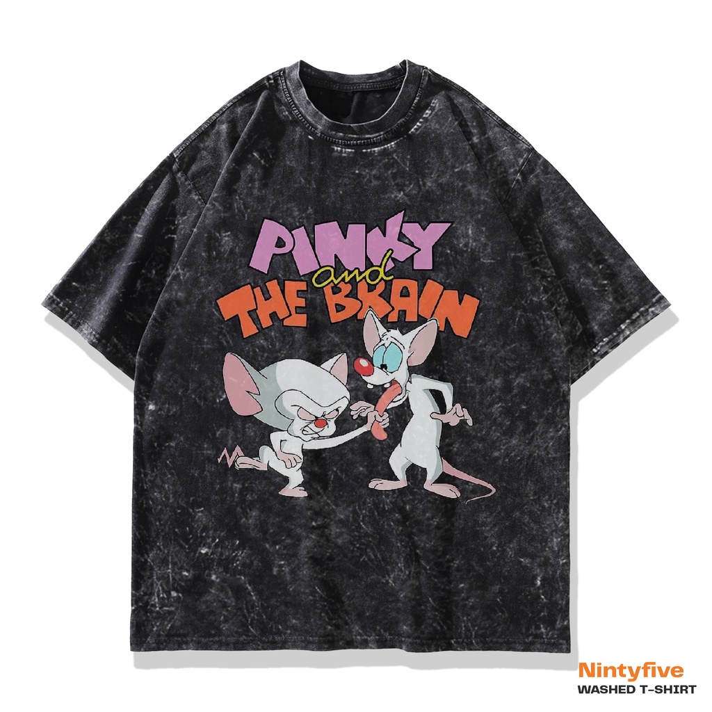 Baju Anime 90s Pinky and the brain Washed | Kaos Cartoon Oversize