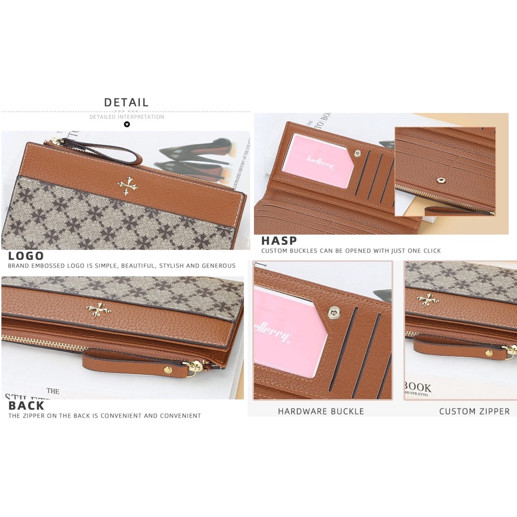 DOMPET PANJANG WANITA BAELLERRY IMPORT ORIGINAL KULIT COKLAT KOREA CHILOTA WA393B7 RESLETING SLOT KARTU UANG CEWEK MURAH PREMIUM KEKINIAN REMAJA BRANDED BATAM TALI PENDEK