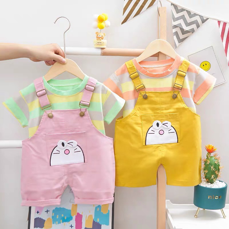 baju setelan anak import baju set atasan kaos celana kodok anak