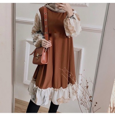 1KG MUAT 5PCS | FINA TUNIK RAYON VISCOSE PREMIUM FLORAL BUNGA FASHION HITS WANITA SELEBGRAM