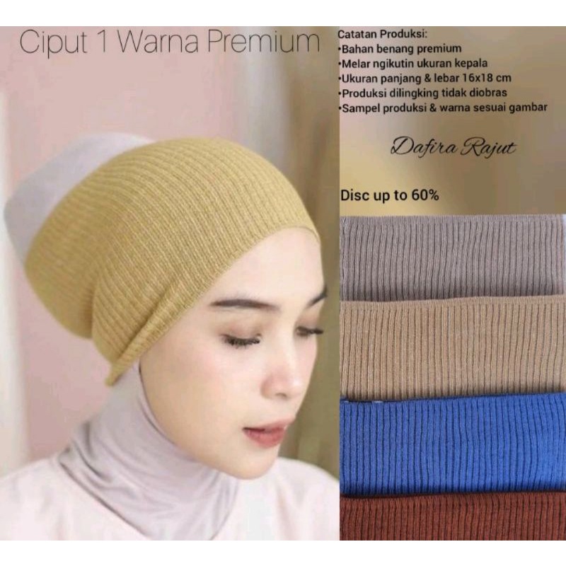 Ciput Rajut Inner Bandana Polos Premium / Ciput Rajut 1 warna permium