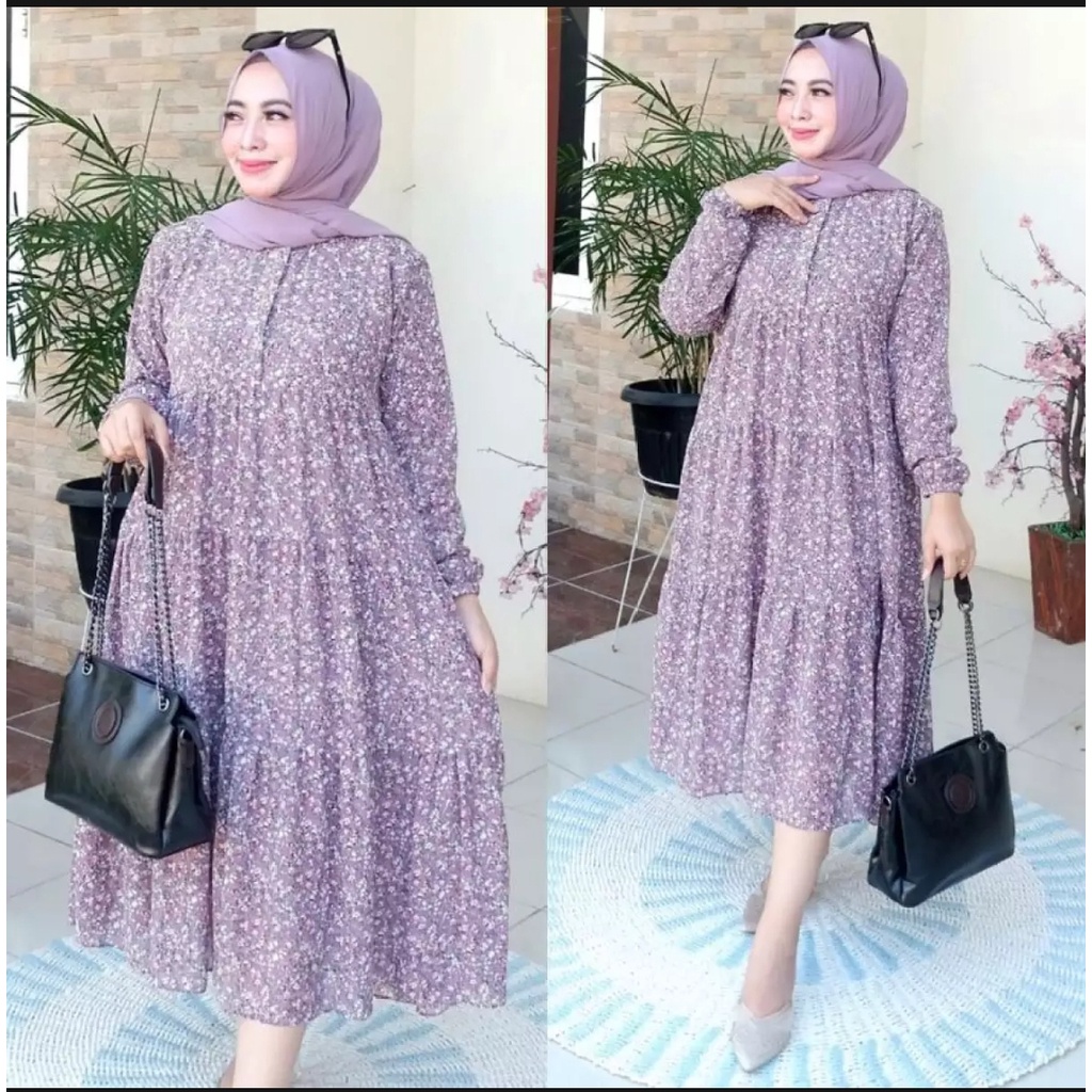 COD  Tunik Ceruti Motif Bunga Terbaru