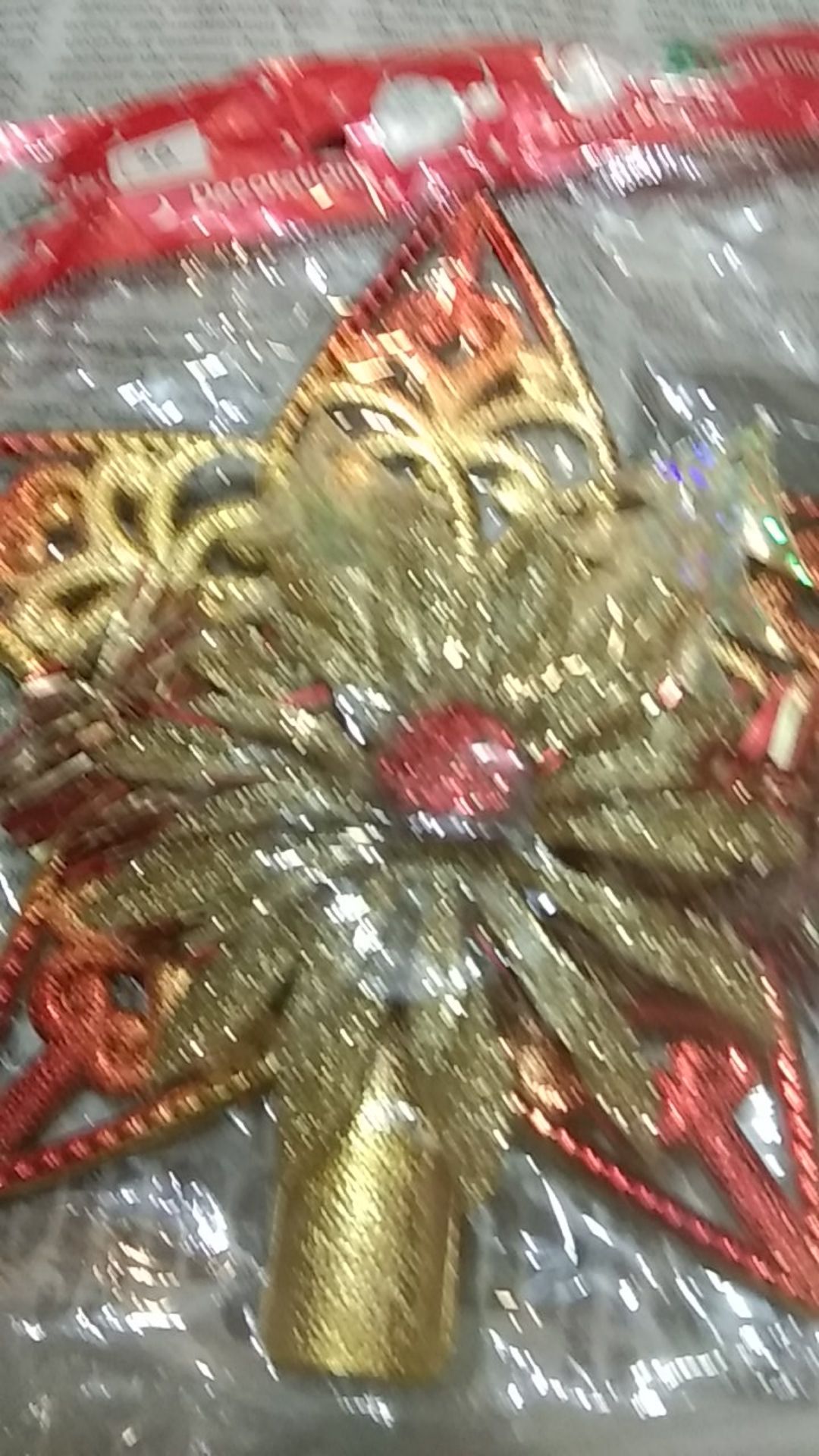 Hiasan Natal Bintang Top Tebal Pita Rusa Sedang - Hiasan Natal