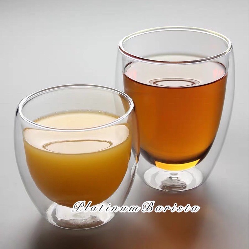 gelas kaca 2 lapis kopi teh tahan anti panas dingin double wall insulated cup glass