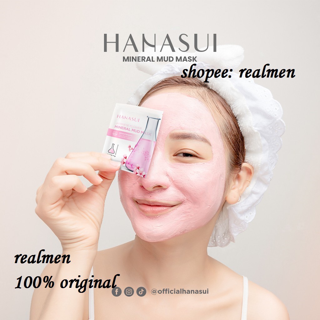 HANASUI MINERAL MUD MASK ORIGINAL Brightening pink Acne hijau Pore Minimizing orange masker wajah