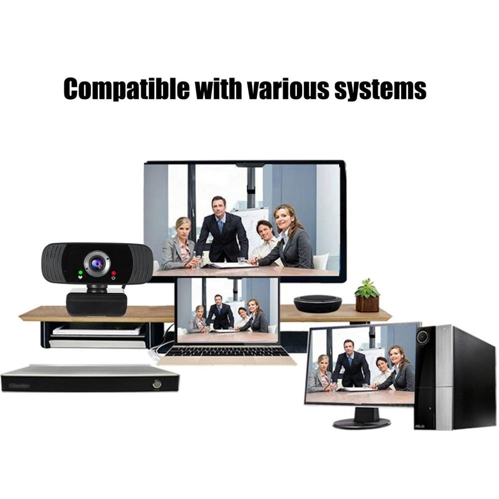 Webcam HD Desktop PC Laptop Video Conference 1080P with Microphone MNYCXEN - Black