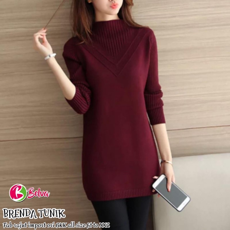 Tunik rajut import wanita. Long tunic premium halus adem. Sisil tunik 2 original by Belva brenda