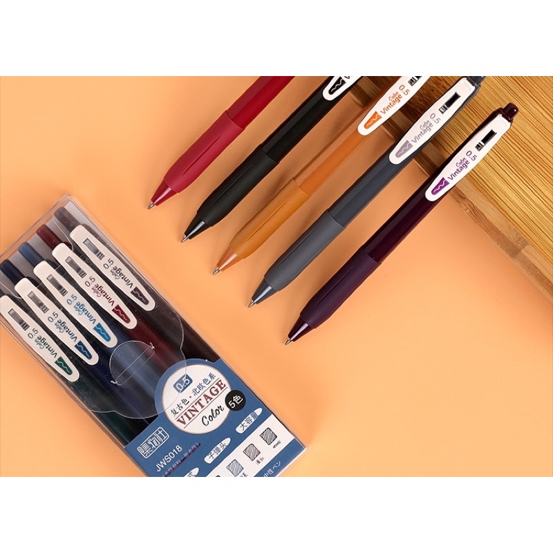 KENSHO Pen Vintage Colour Ink 0.5 mm set 5 / Bolpen /Pulpen/Warna