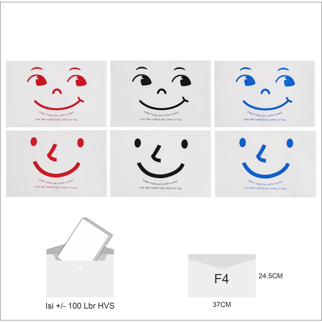 

Map Plastik Kancing F4 (Folio) / Map Plastik / Smart Pocket Motif SMILE TOMEX