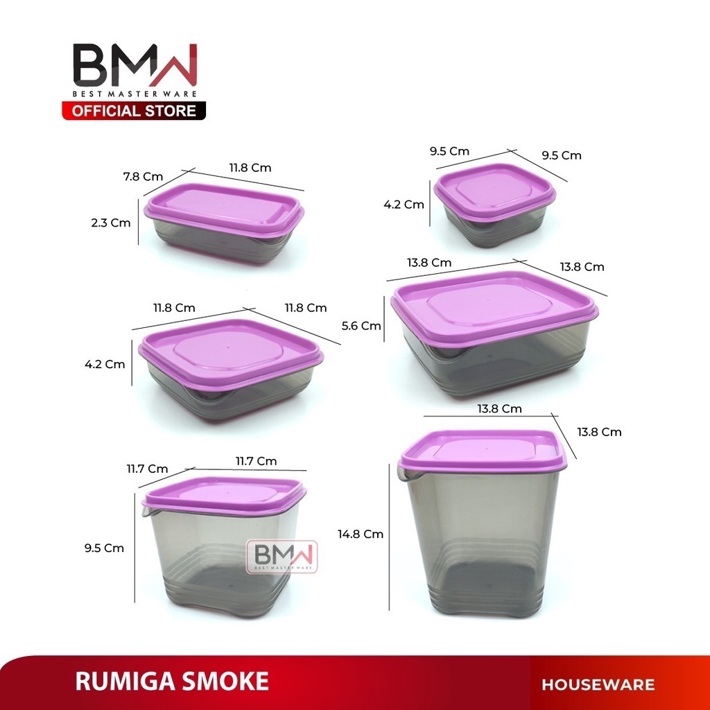 14 Pcs BMW Rumiga Smoke Wadah Penyimpanan Makanan 1Set