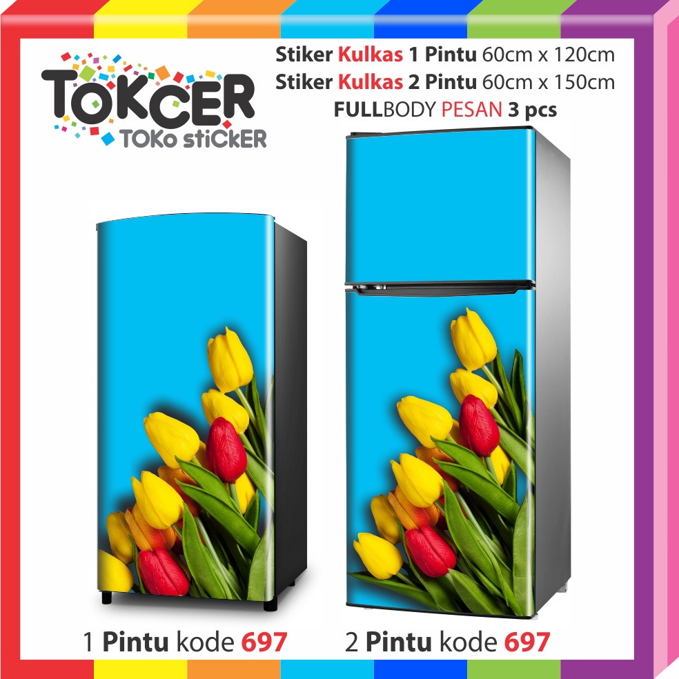 STIKER Kulkas 1 Pintu atau 2 Pintu STANDAR Bunga TULIP WARNA