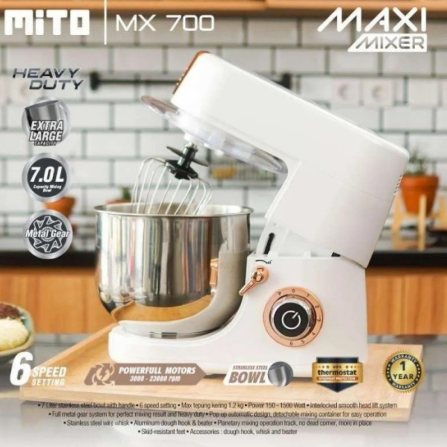 Stand Mixer Maxi Planetary MITO MX-700 | Mixer Roti 7 Liter Mito MX700