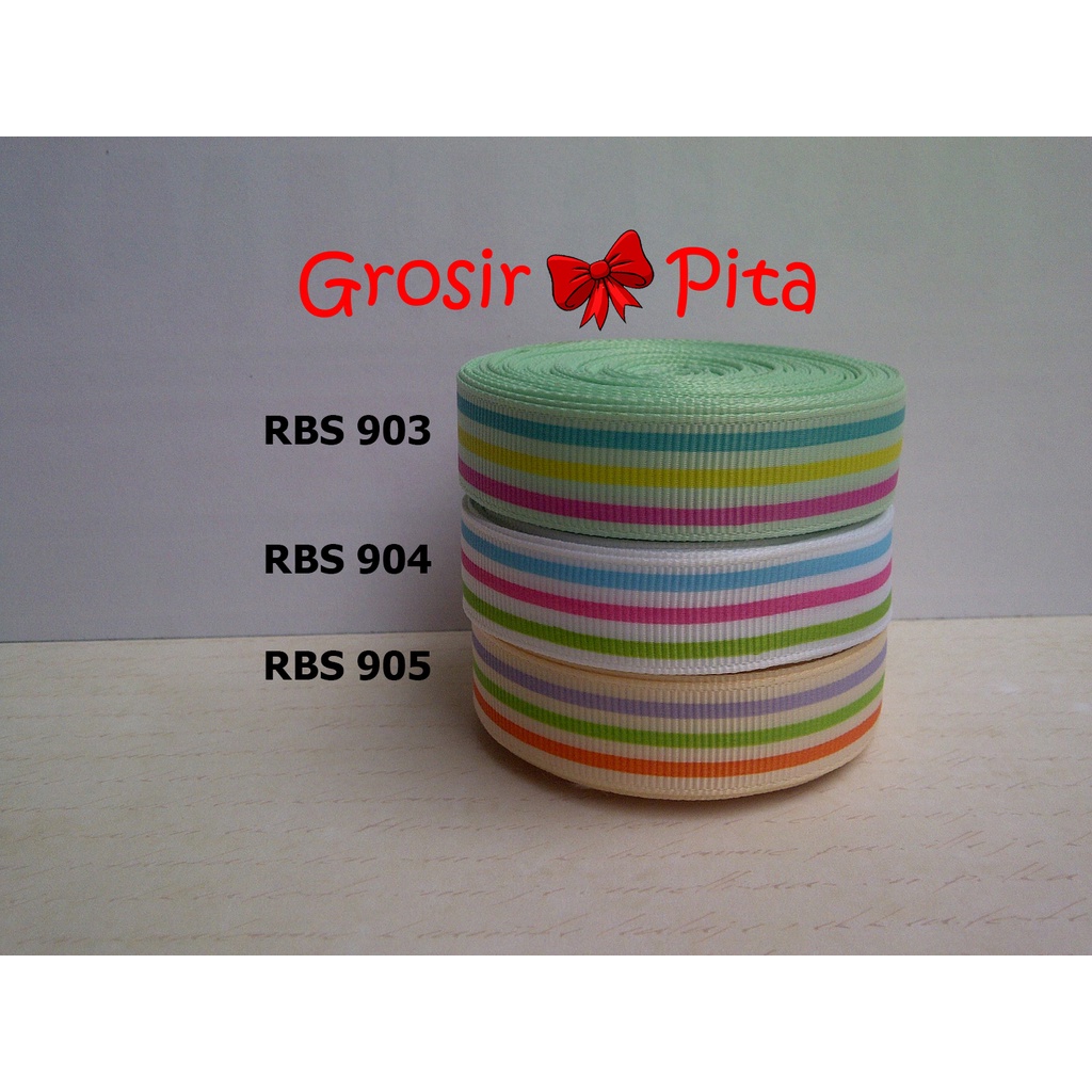 

(25 yard) Pita Grosgrain Motif Garis RBS 903,904,905 | Toko Bahan Craft | Grosir Pita